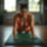 Beginner exercising on a yoga mat