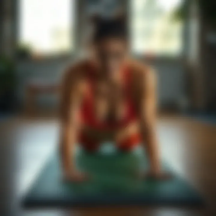 Beginner exercising on a yoga mat