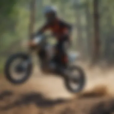 A powerful electric MX bike in action on a rugged trail, showcasing its agility and performance.