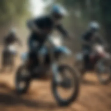 A group of riders experiencing electric MX bikes together, illustrating community and shared passion.