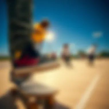 Community Connections in Skate Culture A vibrant skateboarding community engaging with new brands