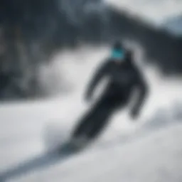 Dynamic athlete showcasing a black Nike jacket during a snowboarding maneuver