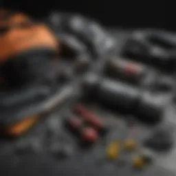Close-up of a dry suit repair kit showcasing essential tools and materials