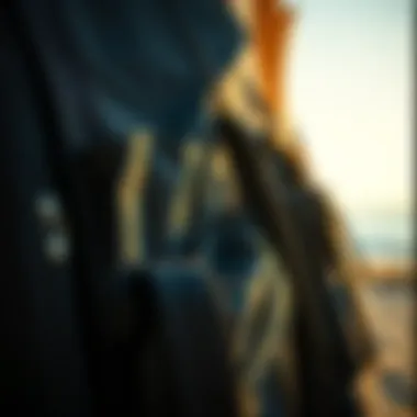 Key Features of Surfboard Bags Close-up of surfboard bag features highlighting pockets and straps