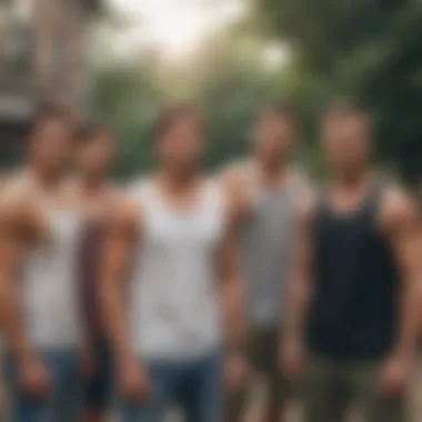 Group of friends enjoying a day out, wearing stylish tank tops.