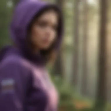 An athlete wearing the purple Backwoods Hoodie while engaging in extreme sports, illustrating its functional design.