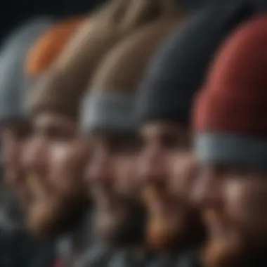 Close-up of different materials used in baggy beanies