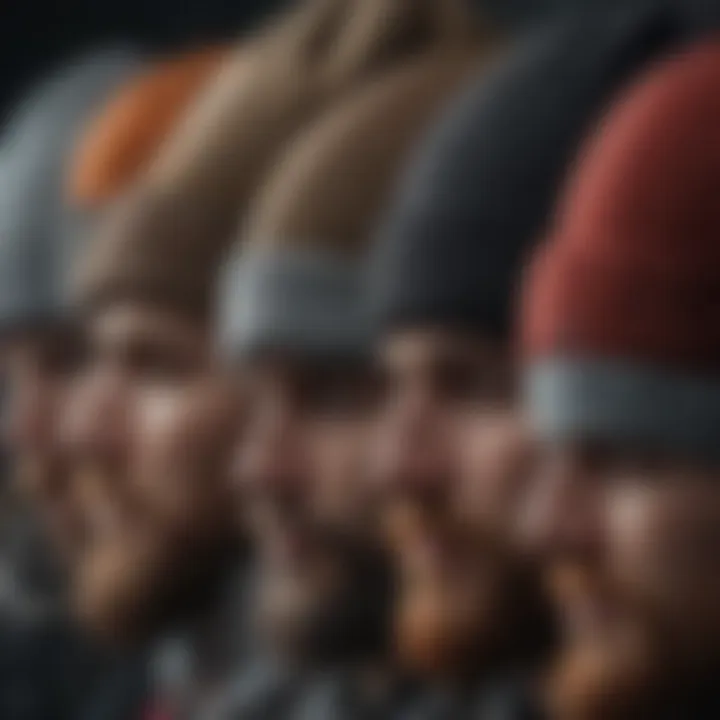 Close-up of different materials used in baggy beanies