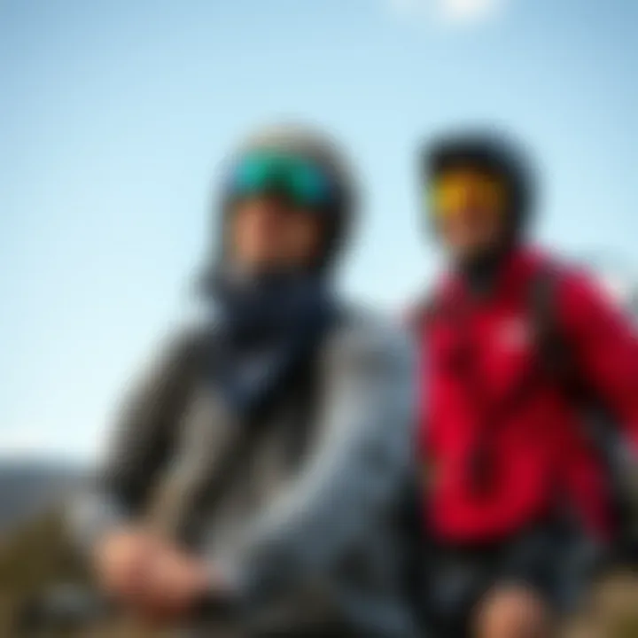 Adventure Sports with Bandana Sweatshirts Adventure enthusiasts wearing bandana sweatshirts during a sport activity