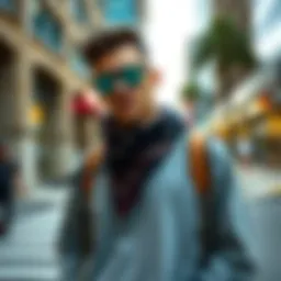 Stylish bandana sweatshirt showcased in an urban setting