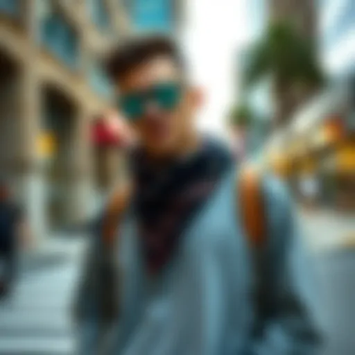 Stylish bandana sweatshirt showcased in an urban setting