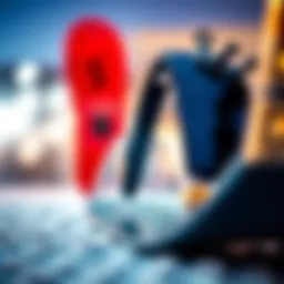 A close-up of a beginner-friendly snowboard showcasing its design.