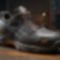 Close-up view of Asics steel toe shoe showcasing its robust design.