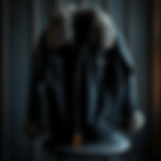 A stylish black jean jacket with fur collar draped over a chair.