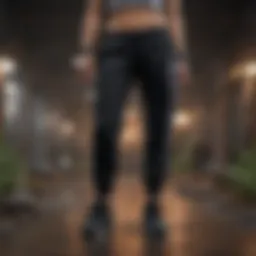 Dynamic view of black jogger pants in action during extreme sports