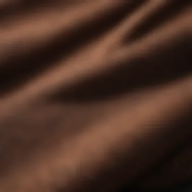 Close-up of the texture and patterns of brown flannel fabric