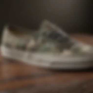 Close-up of Camo Vans Authentic showcasing unique camouflage pattern