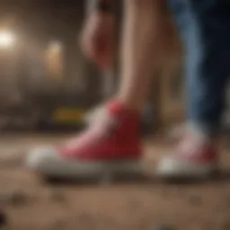 Stylish Chuck Taylor Lugged Converse against a rugged backdrop