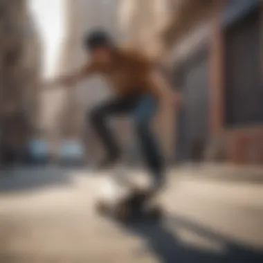 A skateboarder performing tricks in an urban setting, capturing the essence of skate culture