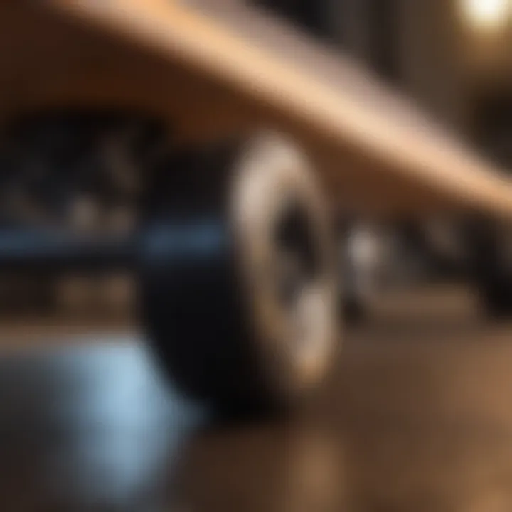 Close-up of a longboard highlighting its smooth curves