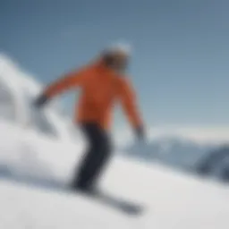 Dynamic action shot of a snowboarder wearing the Empyre Snowboard Jacket on a snowy slope