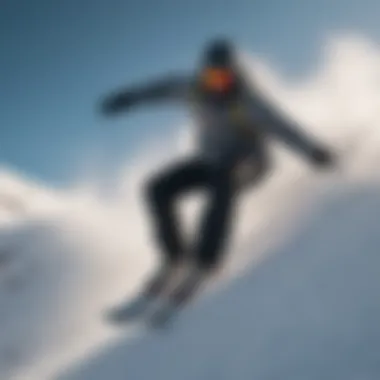 Snowboarding Stunt in Action An athlete executing a thrilling stunt while snowboarding