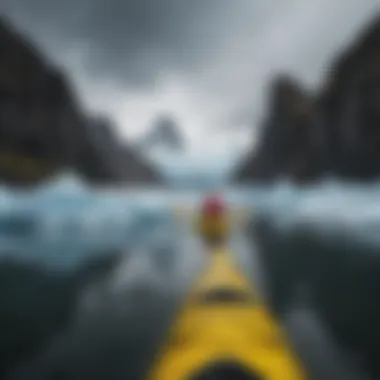 Kayakers exploring a majestic glacier lagoon