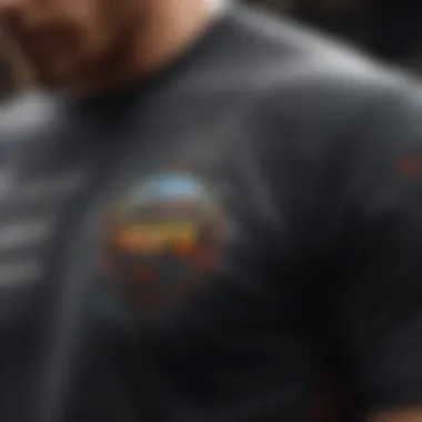 Artistry in Extreme Sports Apparel Close-up of intricate graphic design on shirt