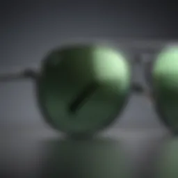 Close-up of Green Ray-Ban sunglasses showcasing lens technology.