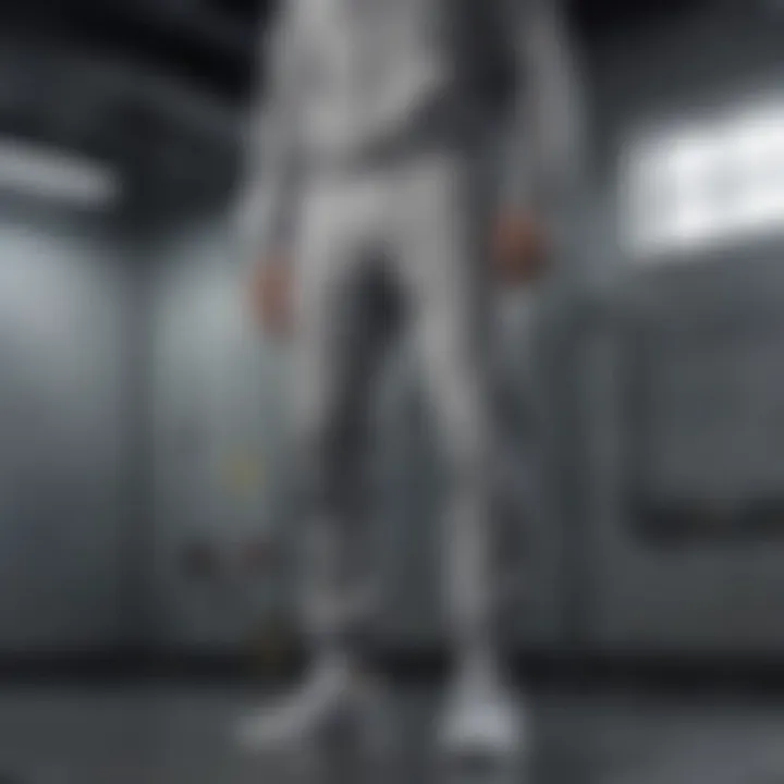 Stylish display of grey Nike tracksuit pants in various environments