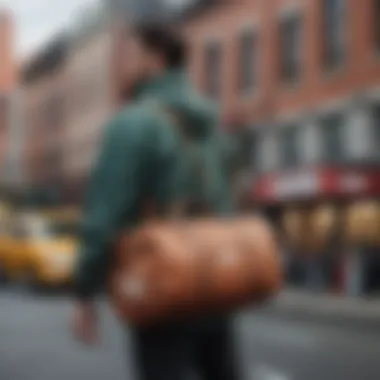 User showcasing the Herschel Supply Novel Duffle Bag while engaging in sports activities