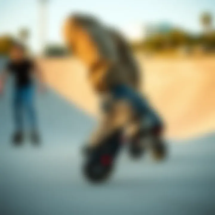 Extreme sports enthusiasts wearing Heelys in action