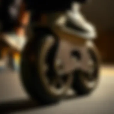 Close-up of Heelys wheels and sole construction