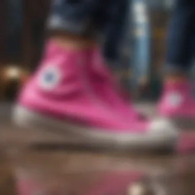 Group of extreme sports enthusiasts wearing hot pink Converse