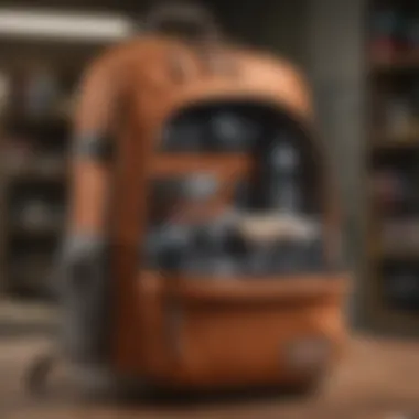 An organized JanSport solid color backpack showcasing its spacious interior and compartments for gear.
