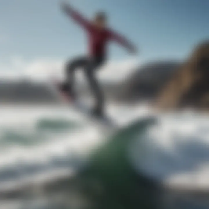 A rider performing an impressive stunt on a jet board surfboard