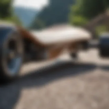 Downhill Longboard Features Close-up of a downhill longboard emphasizing its unique features