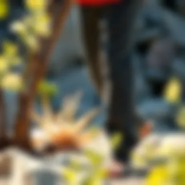 Artistic Display of Comfort and Style An artistic view of loose stretchy pants displayed with nature elements to highlight comfort and style