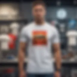 A stylish white graphic t-shirt displayed on a mannequin showcasing modern design.