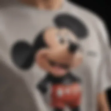 Close-up of the fabric texture and print of the Neff Mickey shirt