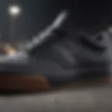 Close-up of New Balance black skate shoes showcasing advanced design elements