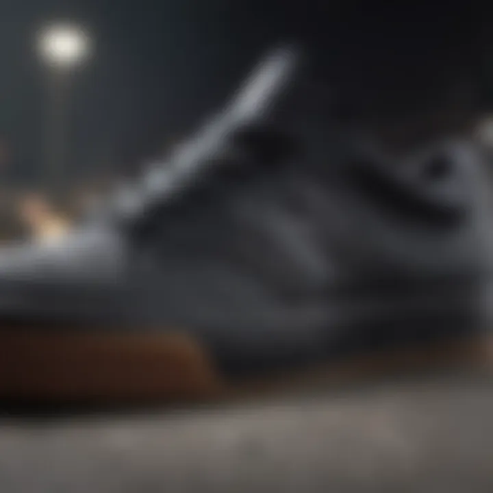 Close-up of New Balance black skate shoes showcasing advanced design elements
