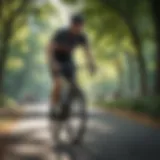 A cyclist navigating through Central Park during a race