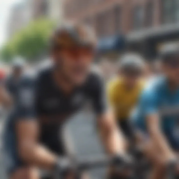 Spectators cheering on cyclists during a race