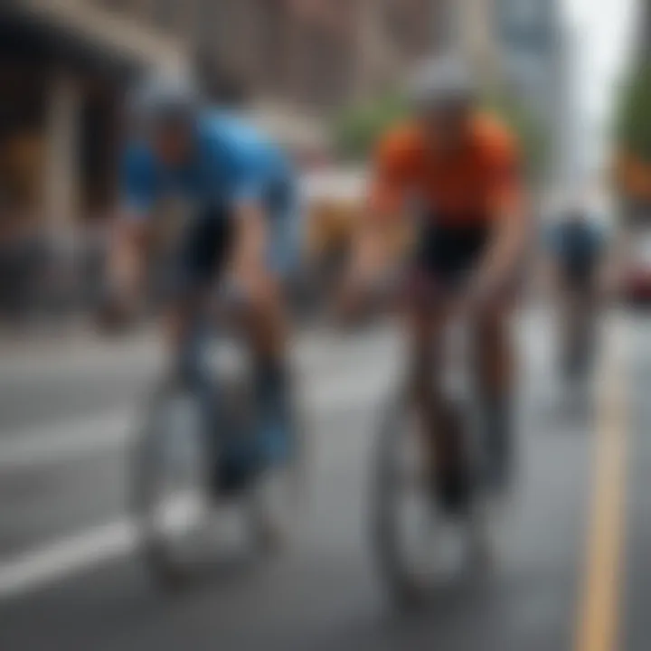 A vibrant street scene during a New York bicycle race