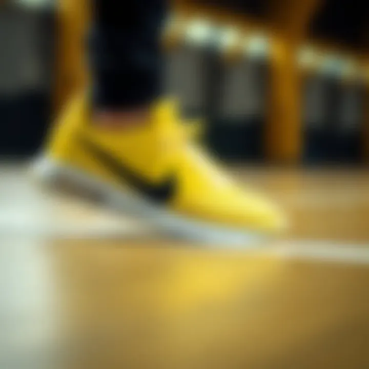Materials used in Nike bright yellow shoes highlighting innovation.