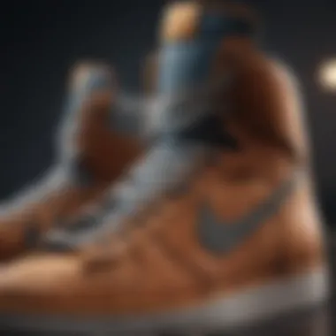 Close-up of a Nike hightop emphasizing its unique features and craftsmanship