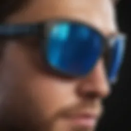 Close-up of Oakley Prism Blue lens showcasing clarity and color enhancement.