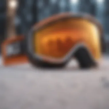 Comparison of different lens technologies used in orange snowboard goggles.