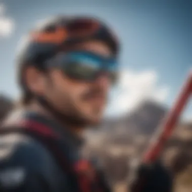 Action shot of an extreme sports enthusiast wearing Pipe Viper sunglasses